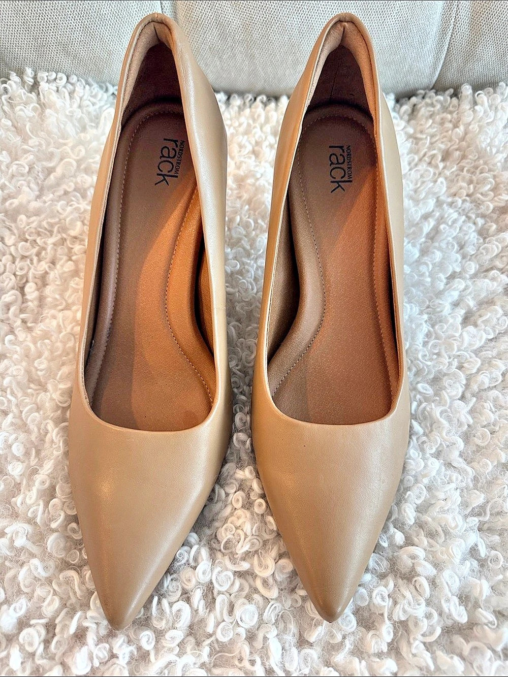 Sleek Pointed Toe Heels in Beige